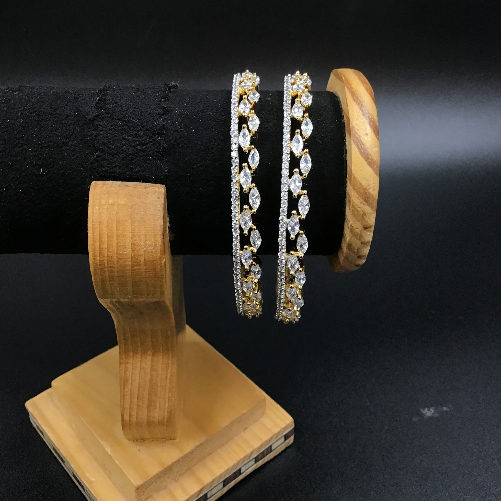 Pack of 2 Zircon/AD Bangles 3387-08 - Dazzles Jewellery