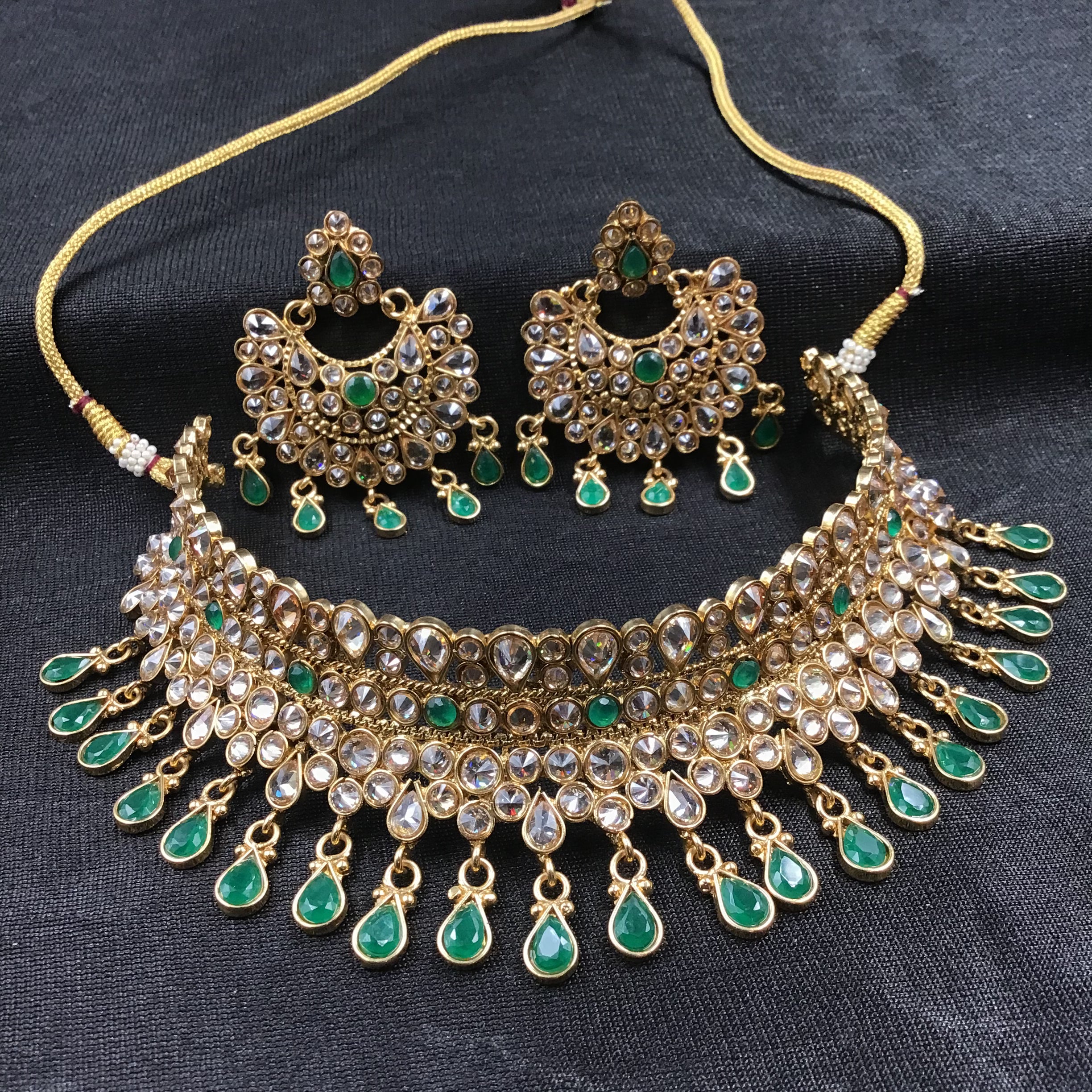 Emerald green necklace costume 2025 jewelry