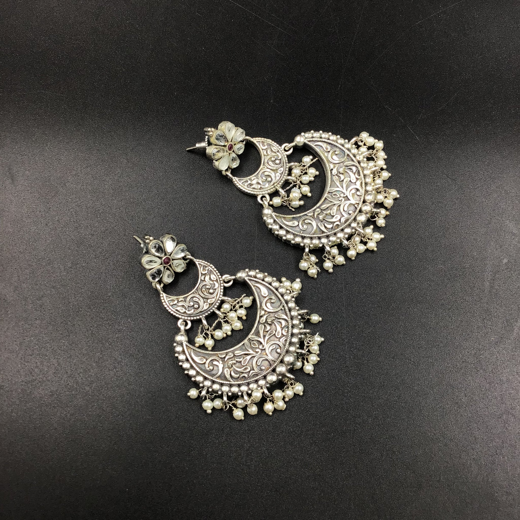 Chandbali Oxidized Earring 4696-59 - Dazzles Jewellery