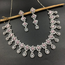 Silver Polish Zircon/AD Necklace Set 6766-69 - Dazzles Jewellery