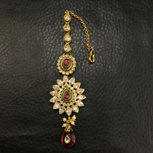 Kundan Polki Maang Tikka 5185-21 - Dazzles Jewellery