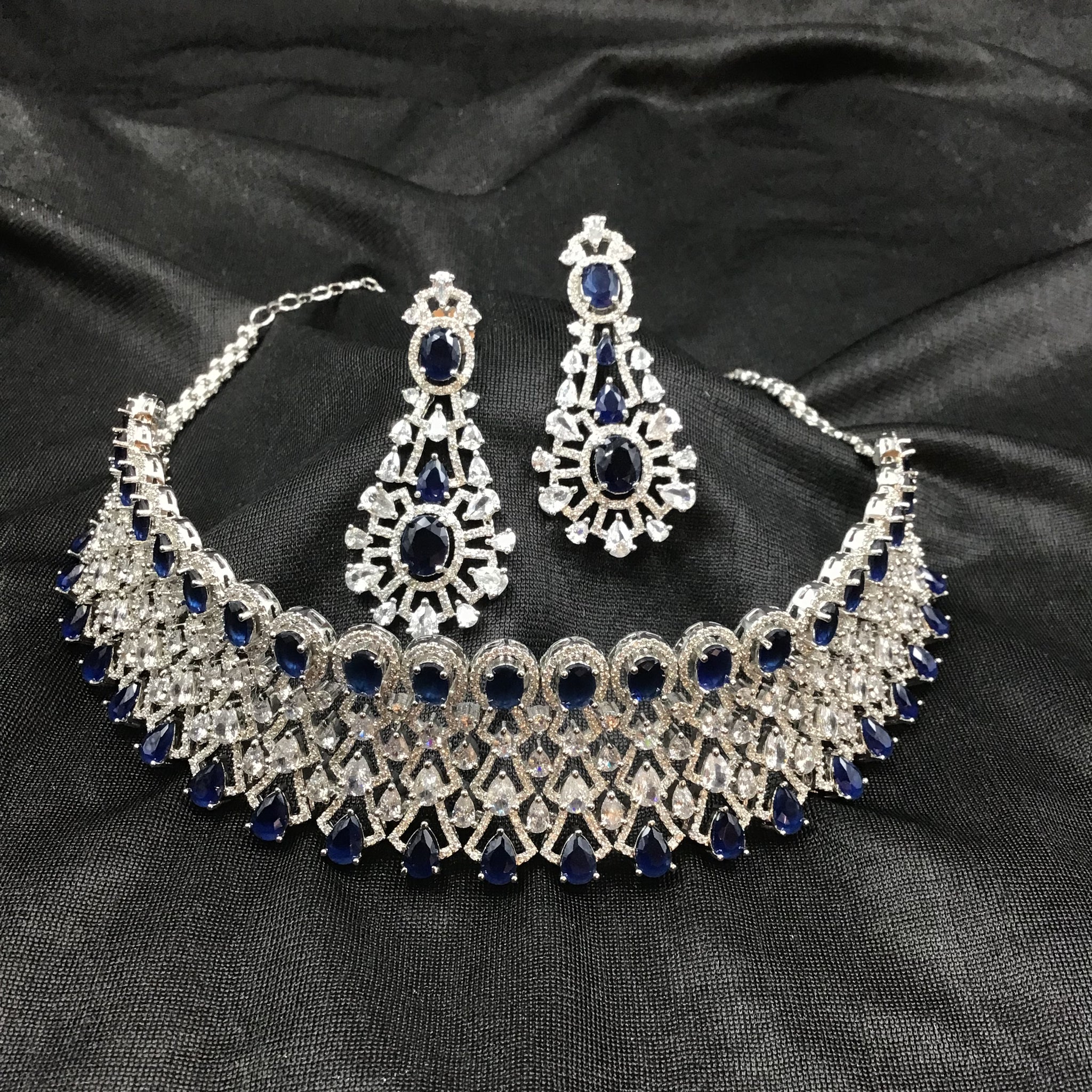 Choker Zircon/AD Necklace Set 3158-11 - Dazzles Jewellery