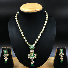 Round Neck Polki Necklace Set 4876-21 - Dazzles Jewellery