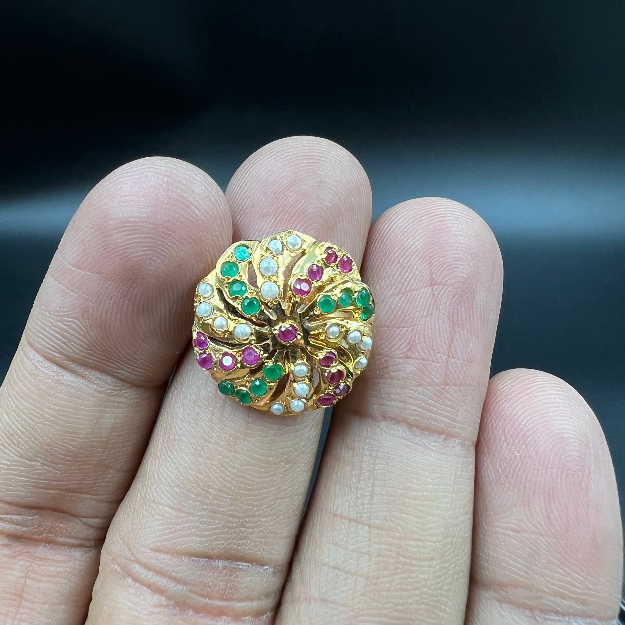 Adjustable Jadau Ring 5806-73 - Dazzles Jewellery