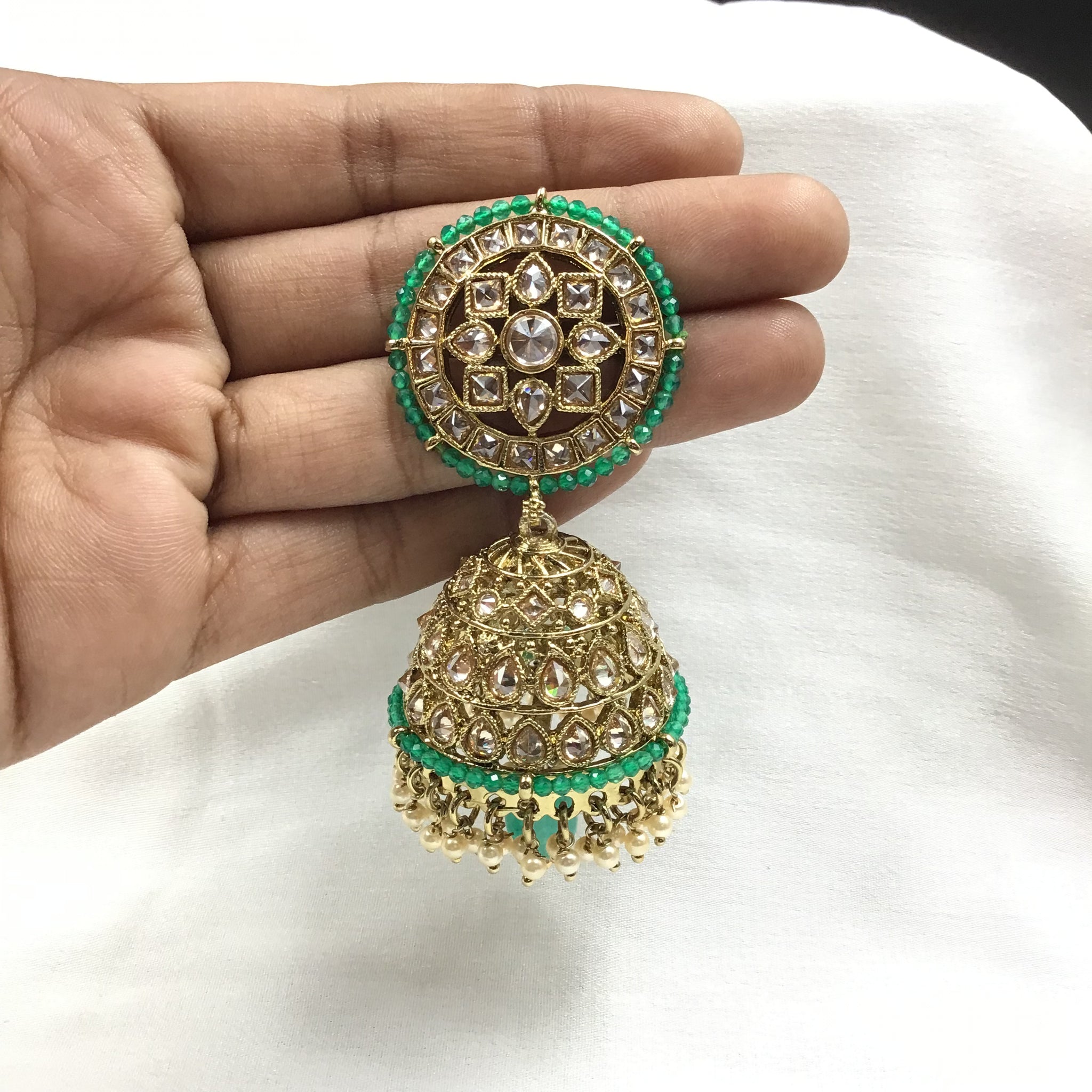 Green Antique Earrings 7652-1249 - Dazzles Jewellery