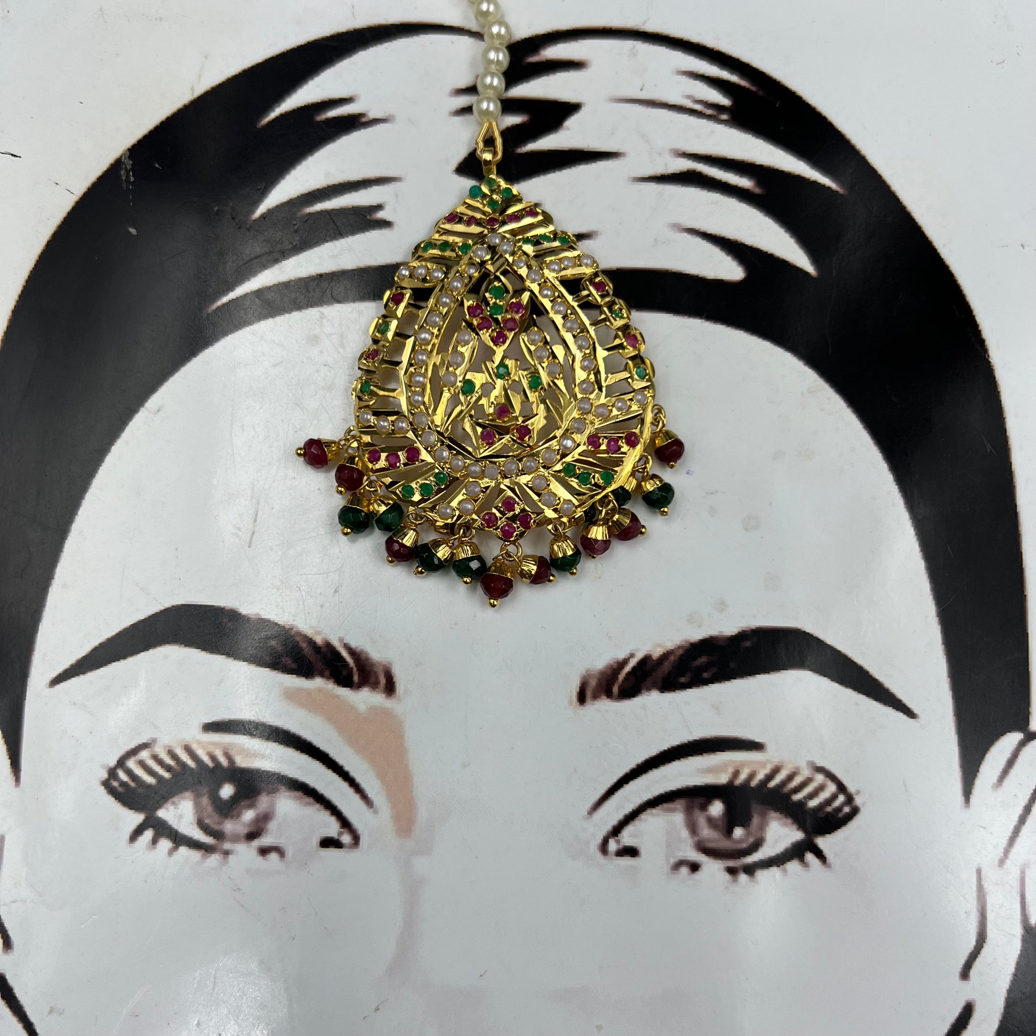 Jadau Maang Tikka 5823-73 - Dazzles Jewellery