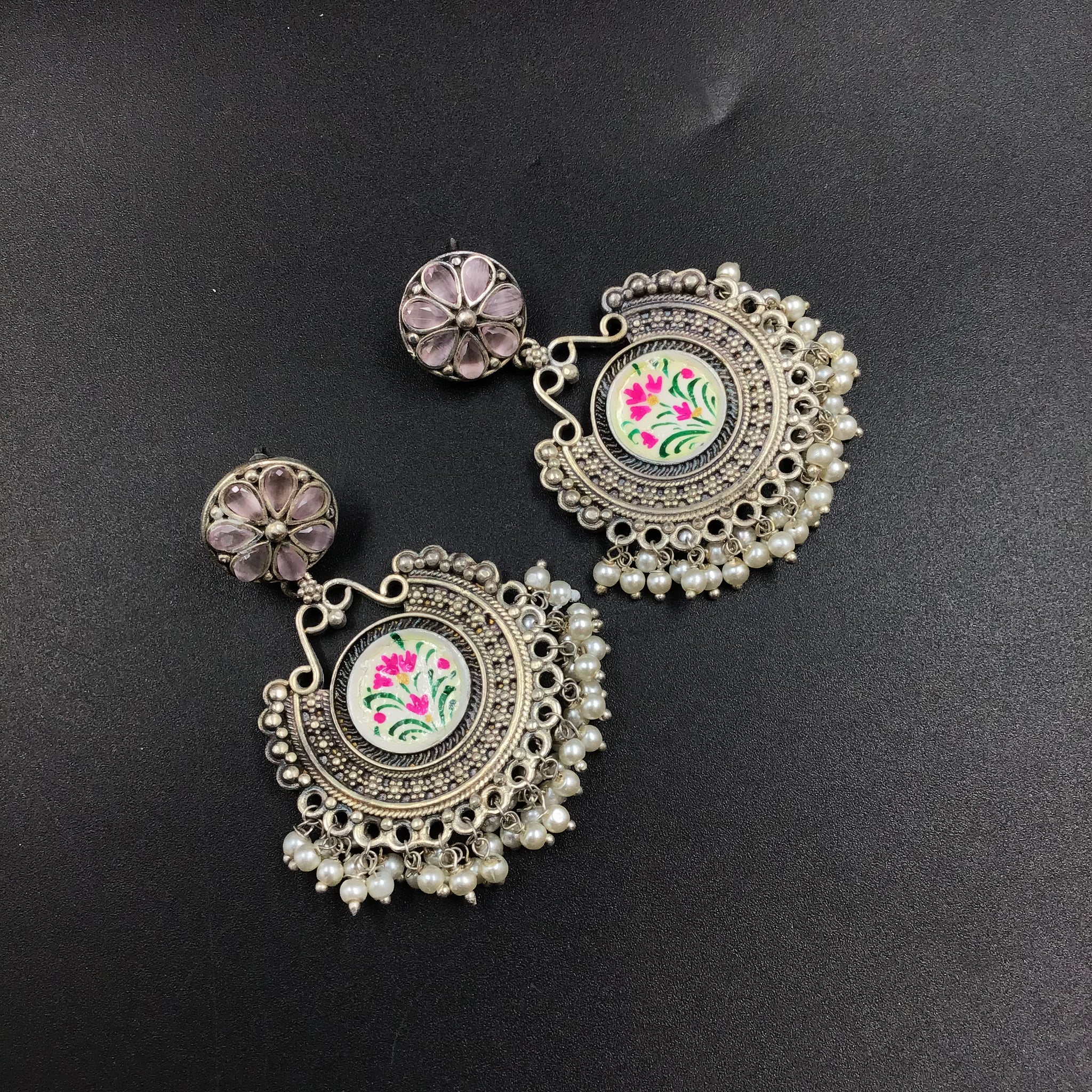 Chandbali Oxidized Earring 4685-59 - Dazzles Jewellery