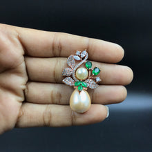 Green Zircon/AD Earring 16005-3152 - Dazzles Jewellery