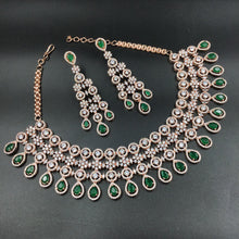 Rose Gold Polish Zircon/AD Necklace Set 6768-69 - Dazzles Jewellery