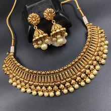 Choker Gold Look Necklace Set 8263-100 - Dazzles Jewellery