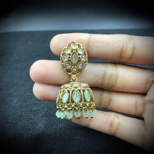 Mint Green Antique Earrings 19789-6973 - Dazzles Jewellery