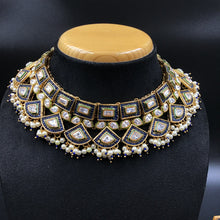 Blue Polki Necklace Set 7250-0466 - Dazzles Jewellery