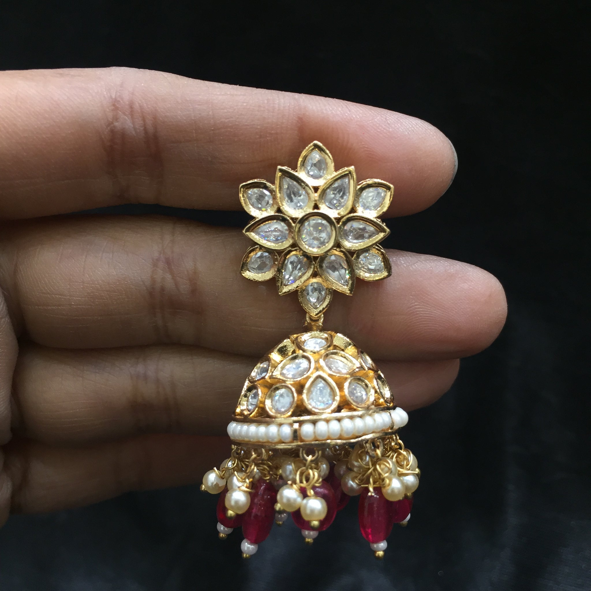Gold Kundan Earring 5485-69 - Dazzles Jewellery