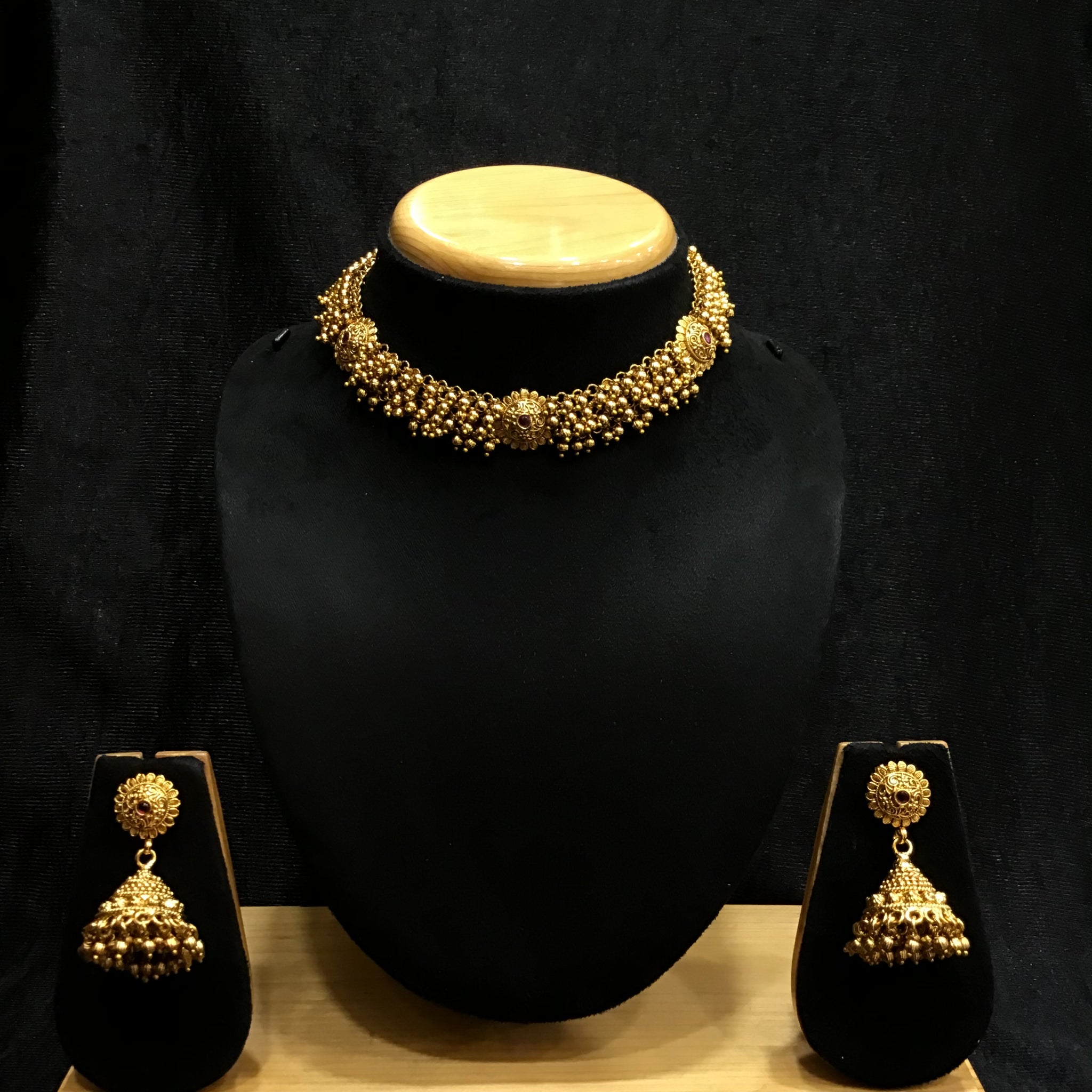 Choker Antique Necklace Set 3648-28 - Dazzles Jewellery