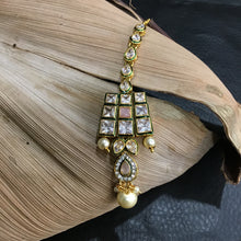 Kundan Polki Maang tikka 1261-100 - Dazzles Jewellery