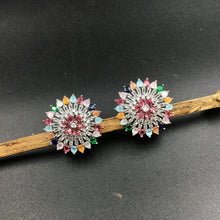 Silver Polish Zircon/AD Tops Studs 6707-69 - Dazzles Jewellery