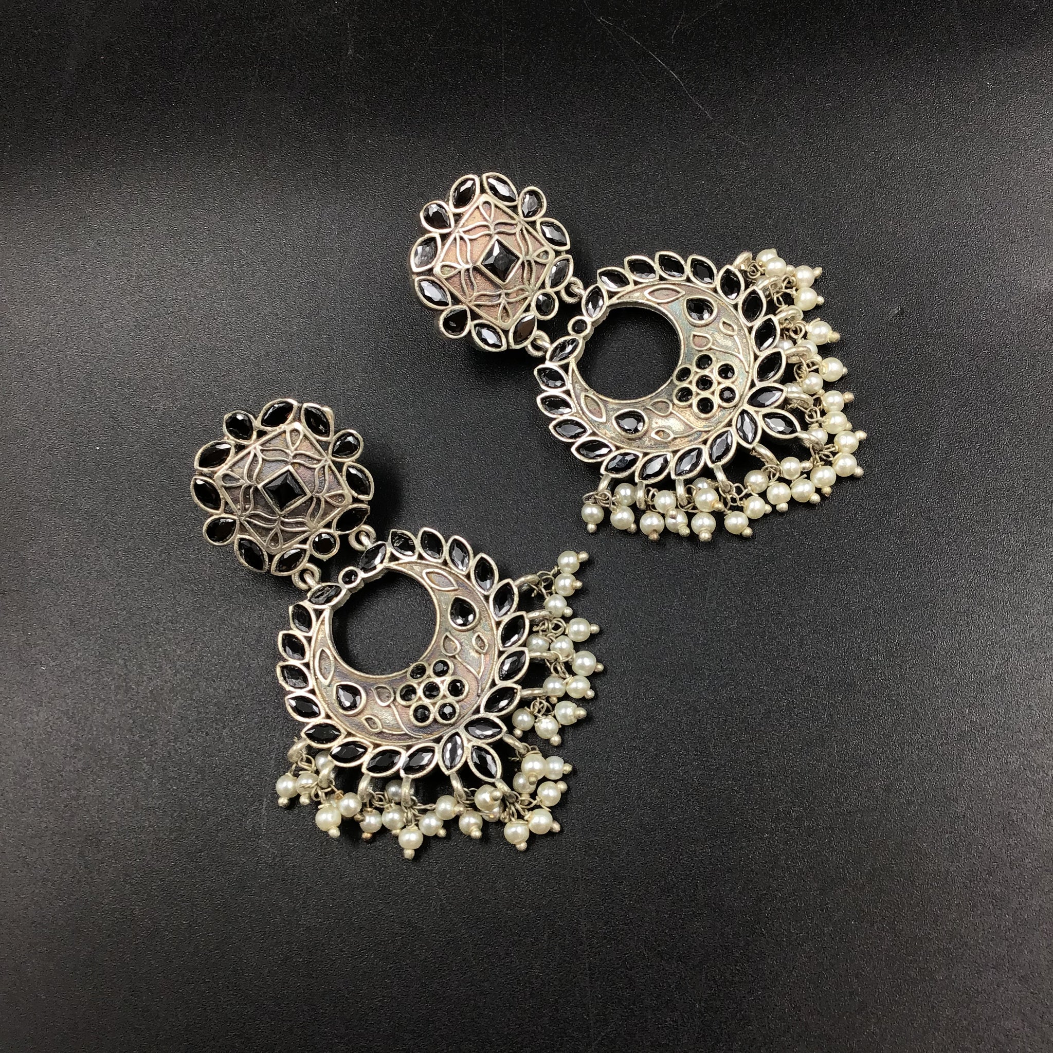 Chandbali Oxidized Earring 4703-59 - Dazzles Jewellery