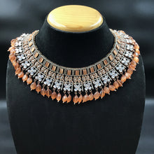 Orange Zircon/AD Necklace Set 11563-7675 - Dazzles Jewellery
