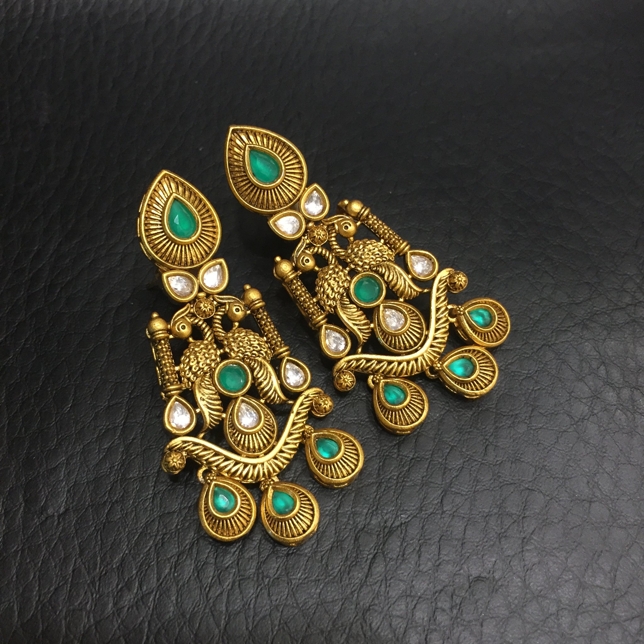 Green Gold Look Earring - Dazzles Jewellery