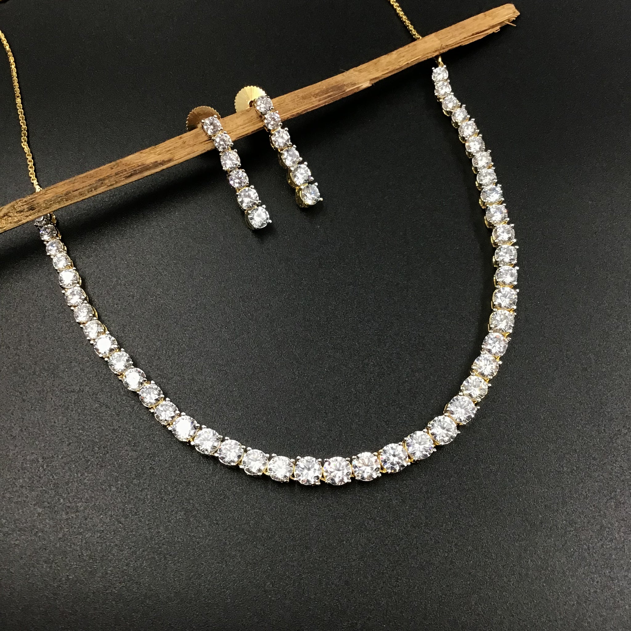 Round Neck Zircon/AD Necklace Set 3167-11 - Dazzles Jewellery