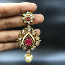 Long Neck Polki Necklace Set 4879-21 - Dazzles Jewellery