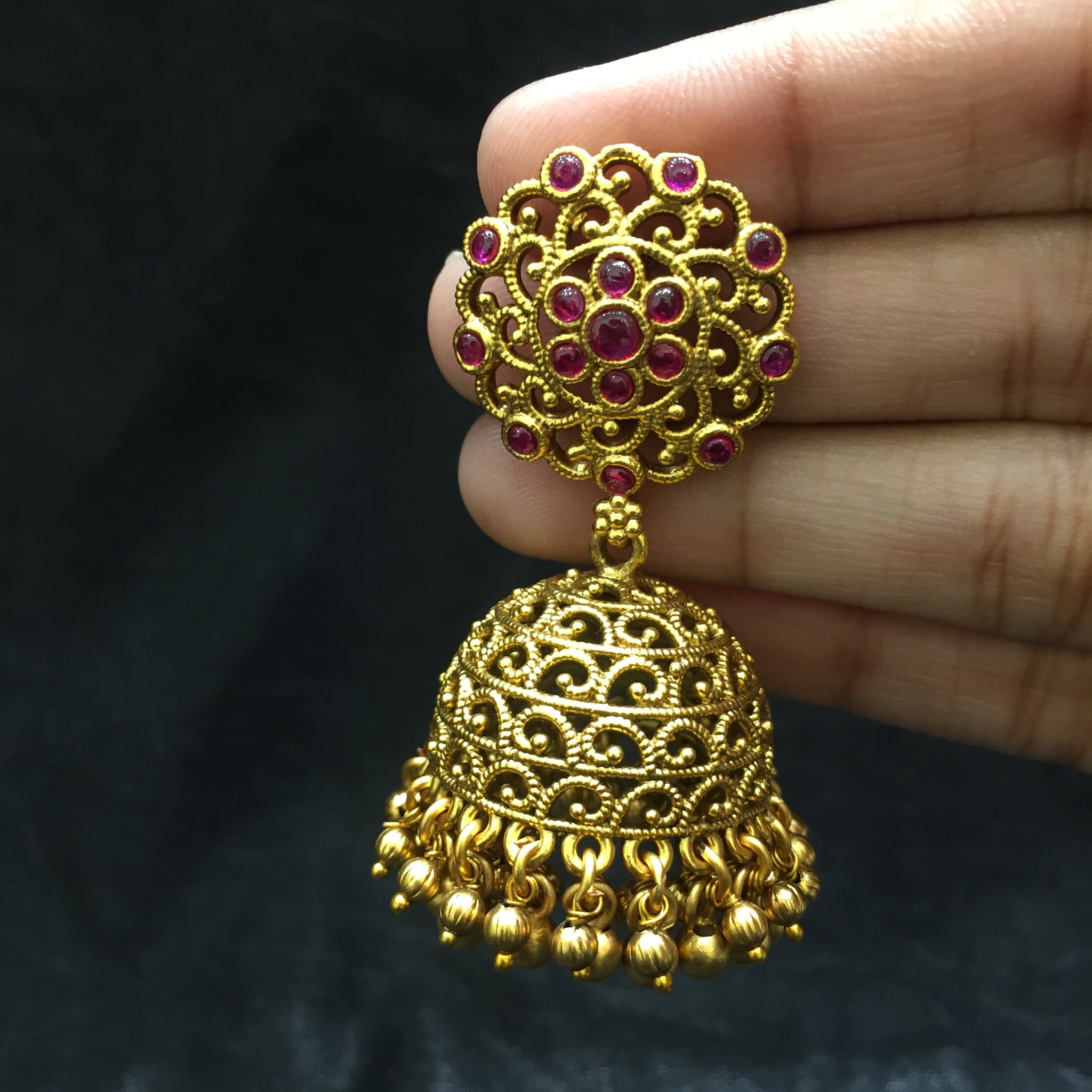 Jhumki Antique Earring 5846-28 - Dazzles Jewellery