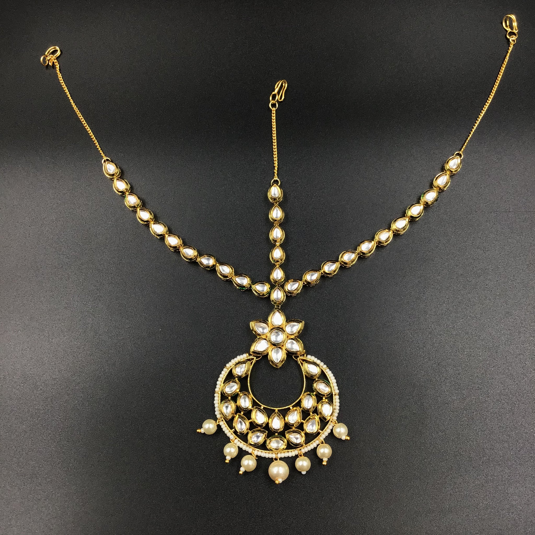 White Kundan Bridal Mathapatti 15495 - Dazzles Jewellery