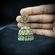 Mint Green Antique Earrings 19825-7009 - Dazzles Jewellery