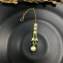 Kundan Polki Maang Tikka 2735-100 - Dazzles Jewellery