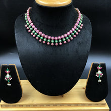 Ruby Green Jadau Necklace Set - Dazzles Jewellery