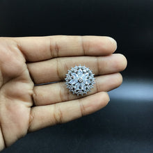 Tops/Studs Silver Polish Zircon/AD Earring 6256-100 - Dazzles Jewellery