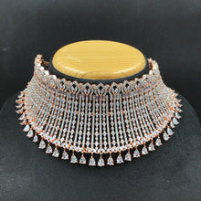 Rose Gold Zircon/AD Choker Set  14798-1938 - Dazzles Jewellery