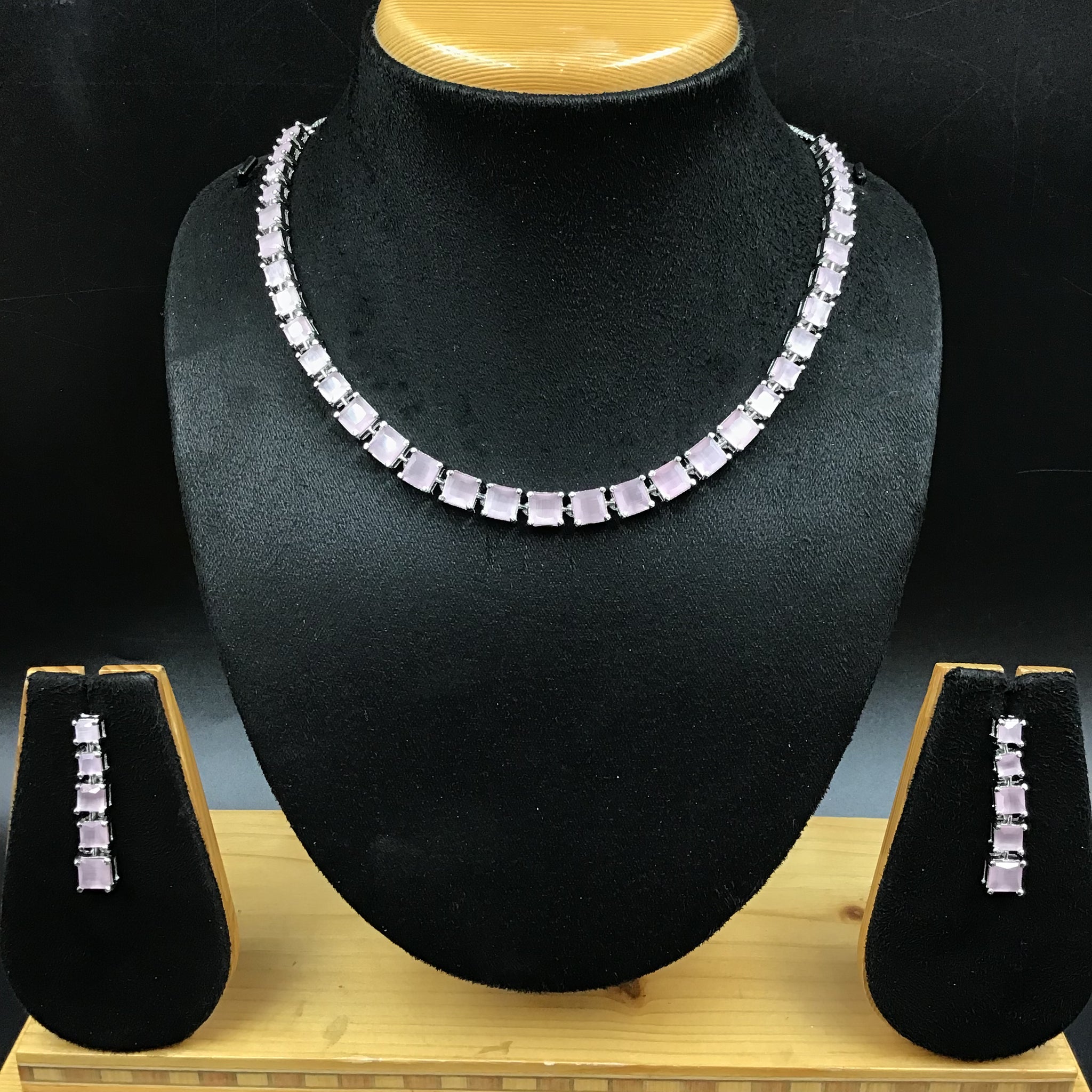 Round Neck Zircon/AD Necklace Set 6024-08 - Dazzles Jewellery