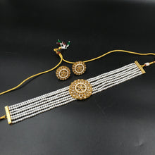 Choker Gold Look Necklace Set 4666-33 - Dazzles Jewellery