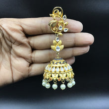 White Antique Kundan Jhumki 5653-9718 - Dazzles Jewellery