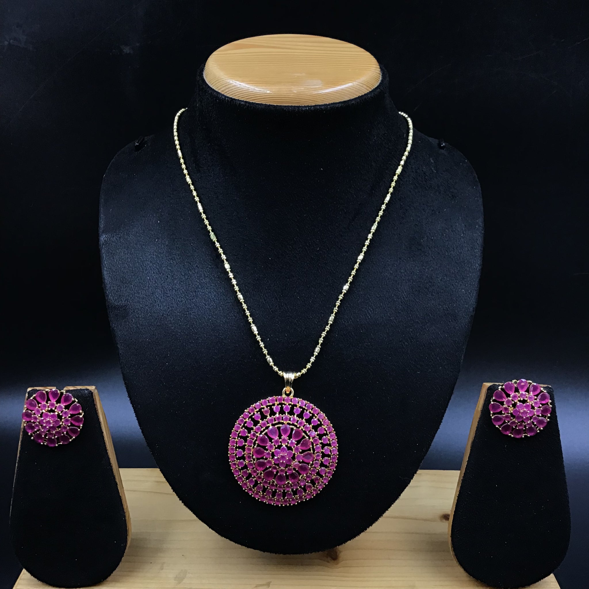Ruby Jadau Pendant Set - Dazzles Jewellery