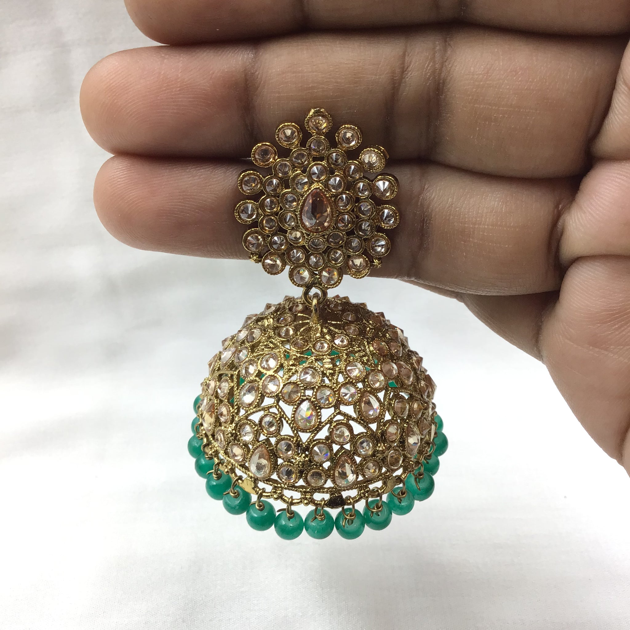 Green Color Mehandi Plated Jhumki 1826-5891 - Dazzles Jewellery