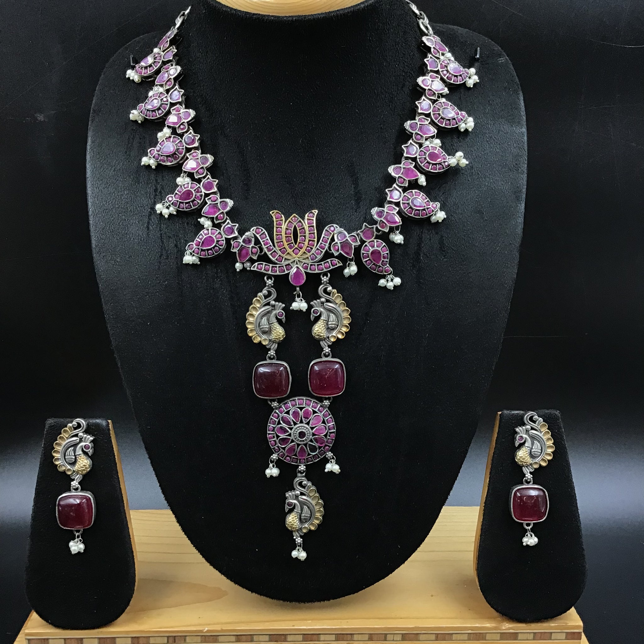 Medium Oxidized Pendant Set 4714-59 - Dazzles Jewellery