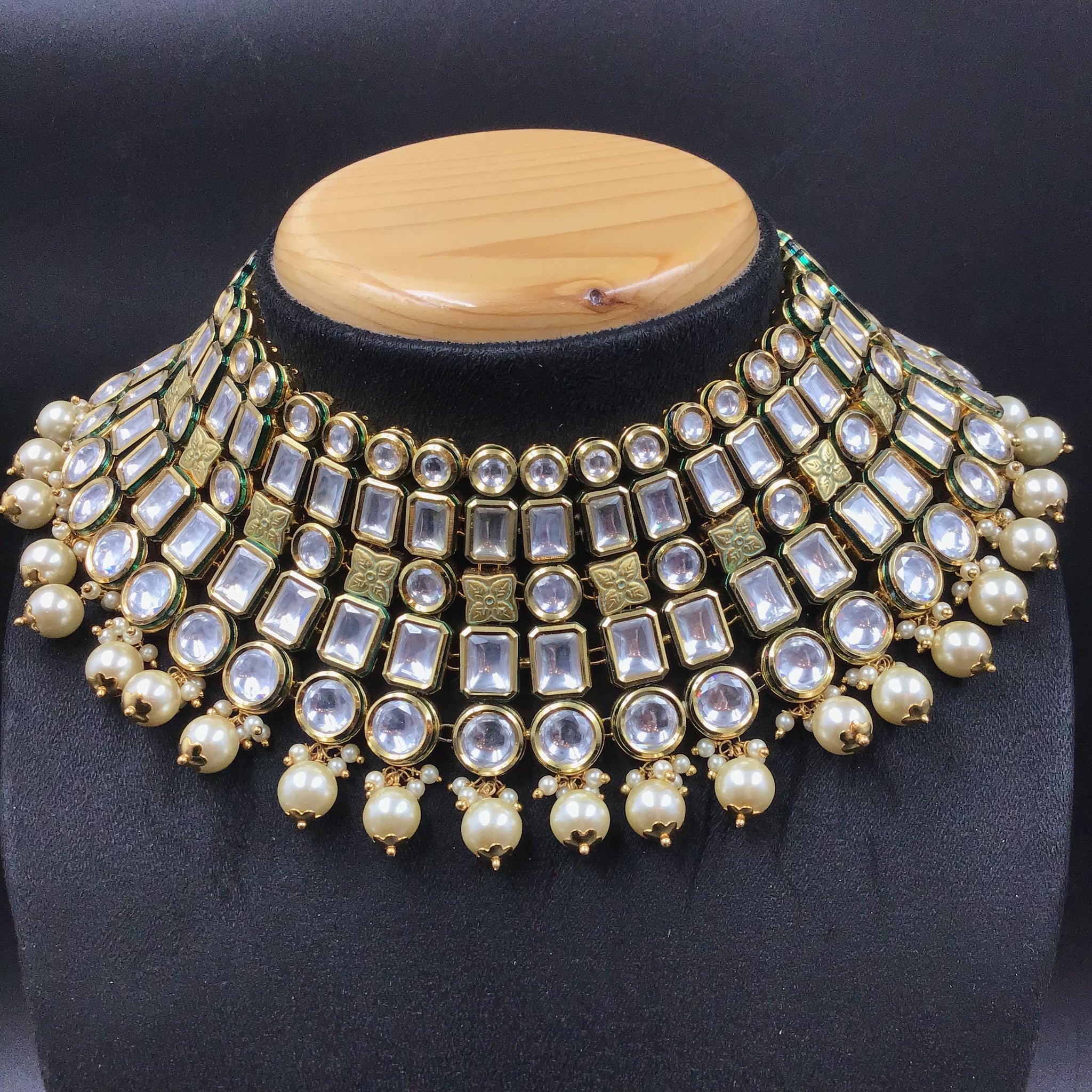 Mint Green Kundan Necklace Set - Dazzles Jewellery