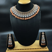 Orange Zircon/AD Necklace Set 11563-7675 - Dazzles Jewellery
