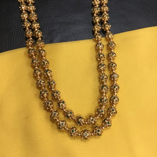 2 Line Green Pearl Gold Beads Mala 18799 - Dazzles Jewellery