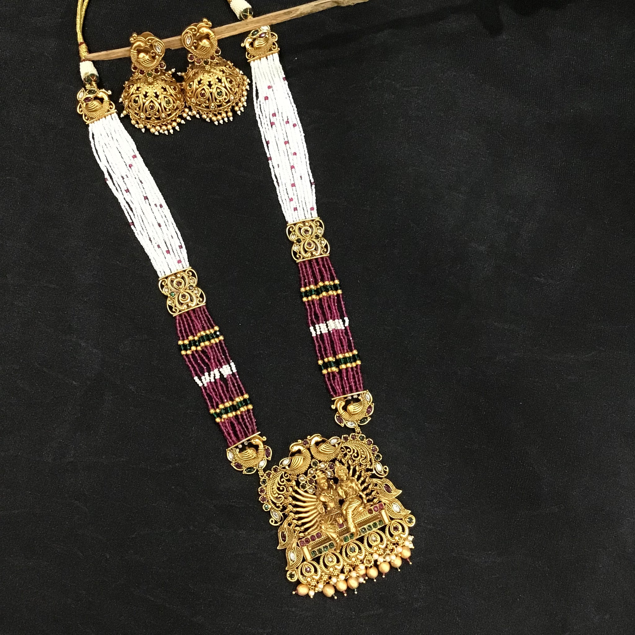 Heavy Temple Pendant set 5473-84 - Dazzles Jewellery