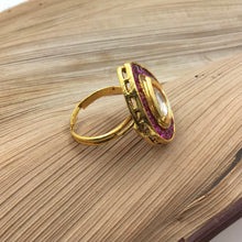 Ruby Color Kundan Paan Shape Cocktail Ring 7236-0451 - Dazzles Jewellery