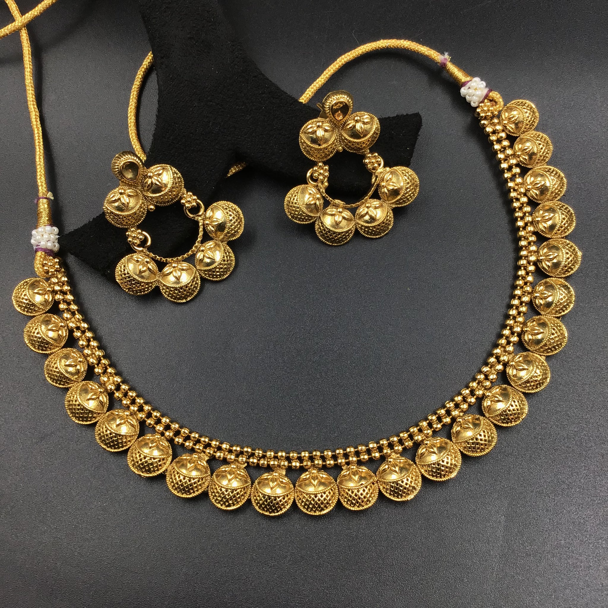 Round Neck Gold Look Necklace Set 6004-33 - Dazzles Jewellery