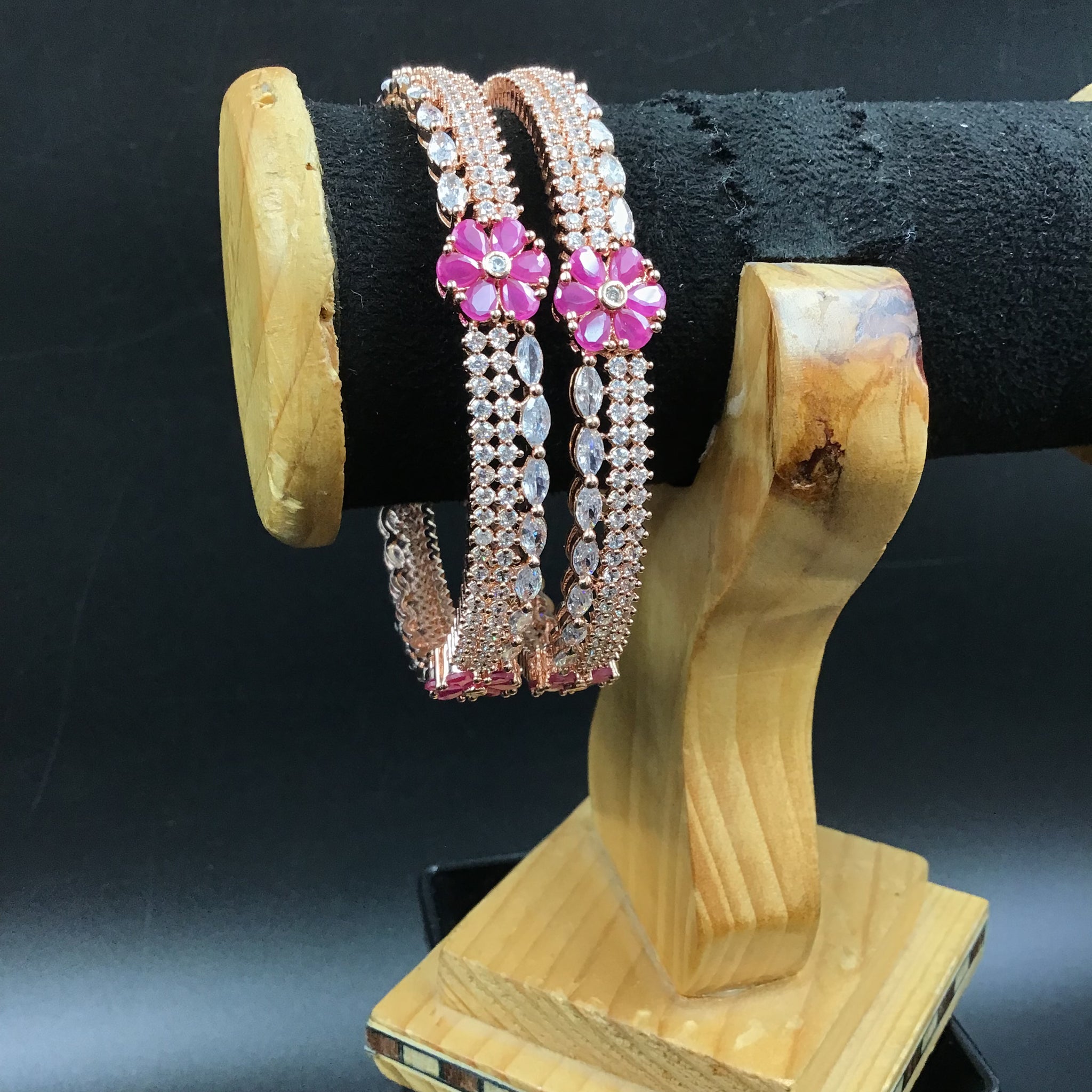 Ruby Bangles/ Rose gold Polish 13273-0192 - Dazzles Jewellery