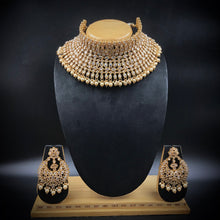 Choker Gold Look Necklace Set 4632-33 - Dazzles Jewellery