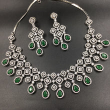 Silver Polish Zircon/AD Necklace Set 6757-69 - Dazzles Jewellery