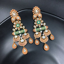 Green Meenakari Zircon/AD Danglers 4955-9020 - Dazzles Jewellery
