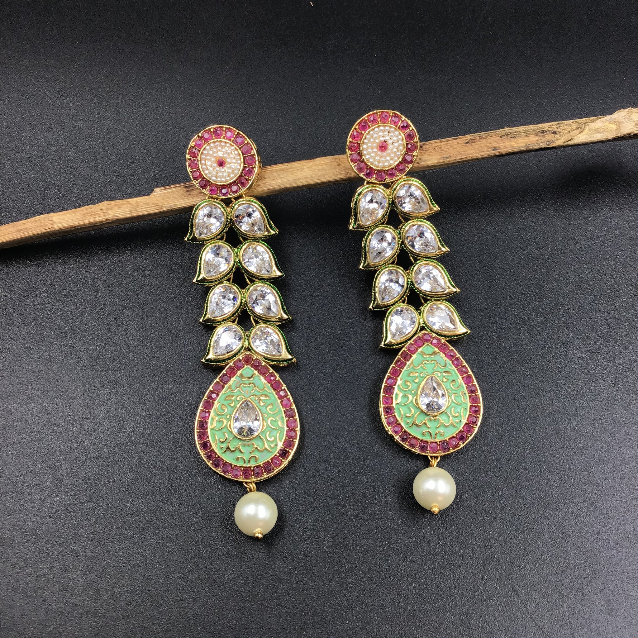 Danglers Polki Earring 5785-21 - Dazzles Jewellery