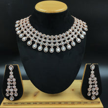 Rose Gold Polish Zircon/AD Necklace Set 6768-69 - Dazzles Jewellery